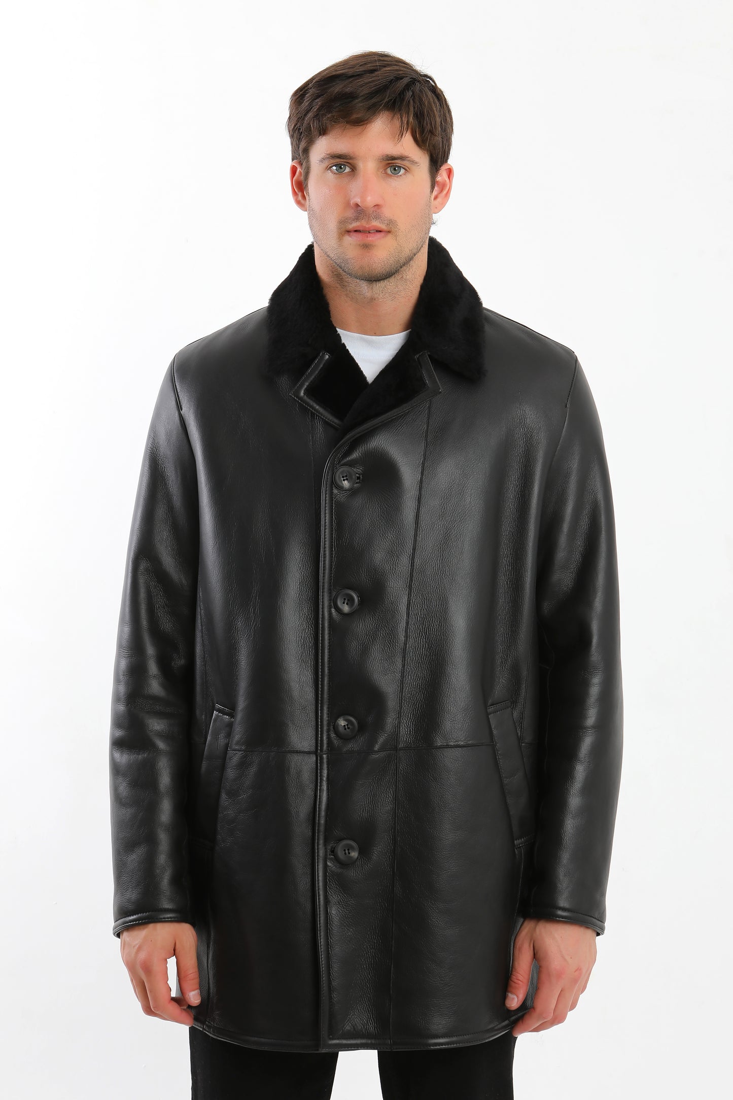 Black Sheepskin Shearling Coat