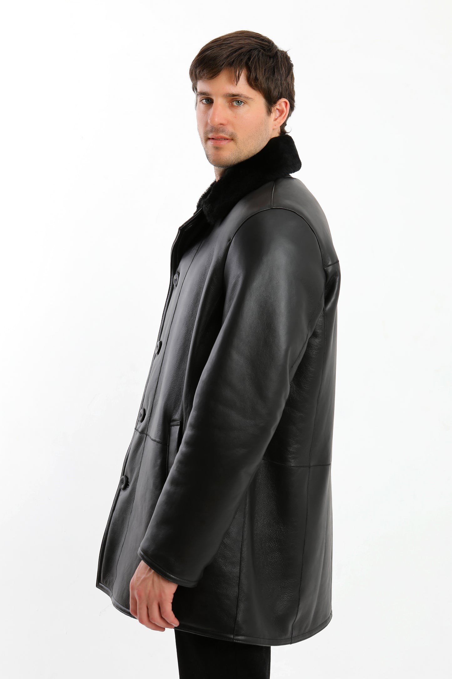 Black Sheepskin Shearling Coat
