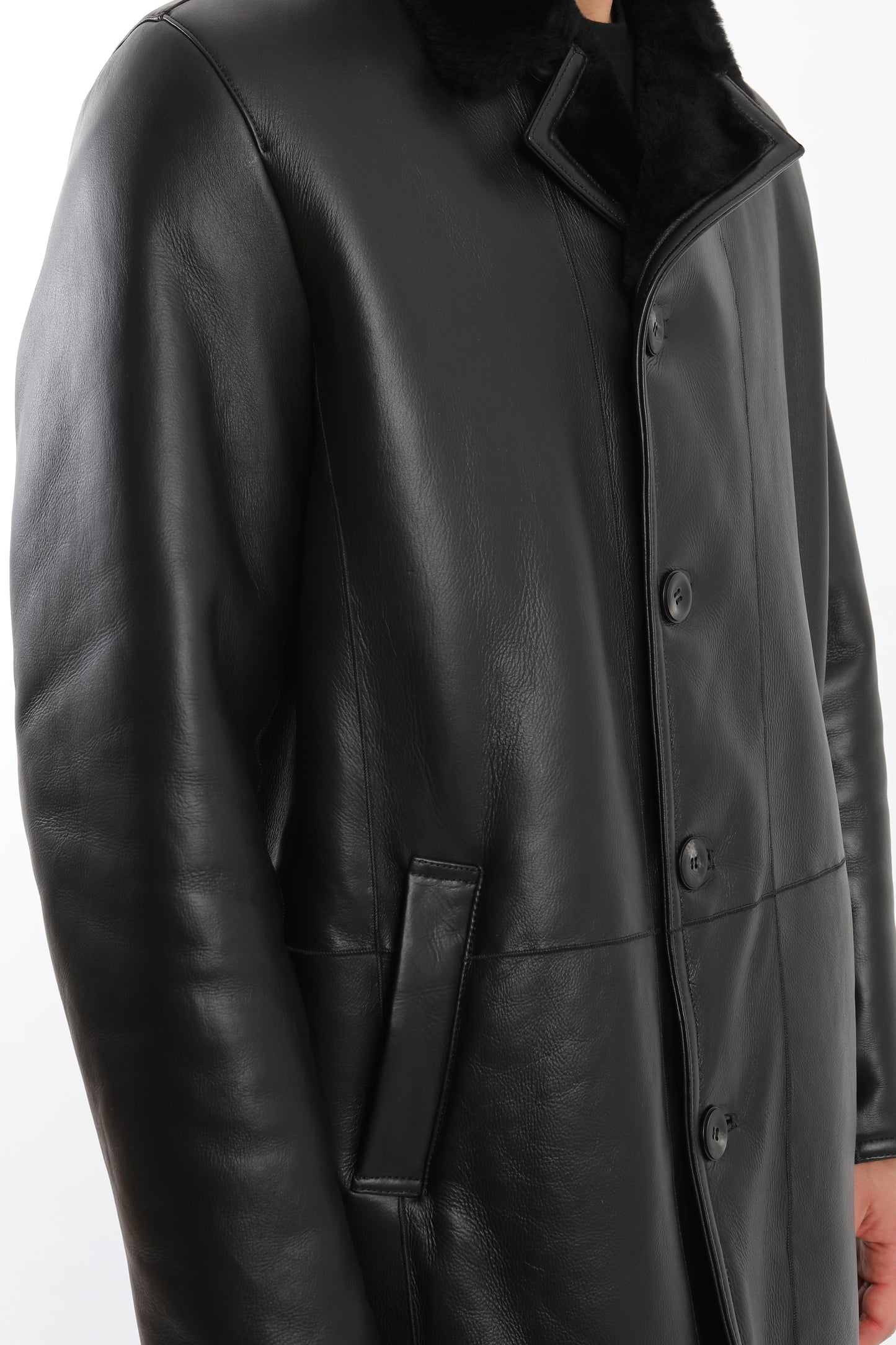 Black Sheepskin Shearling Coat