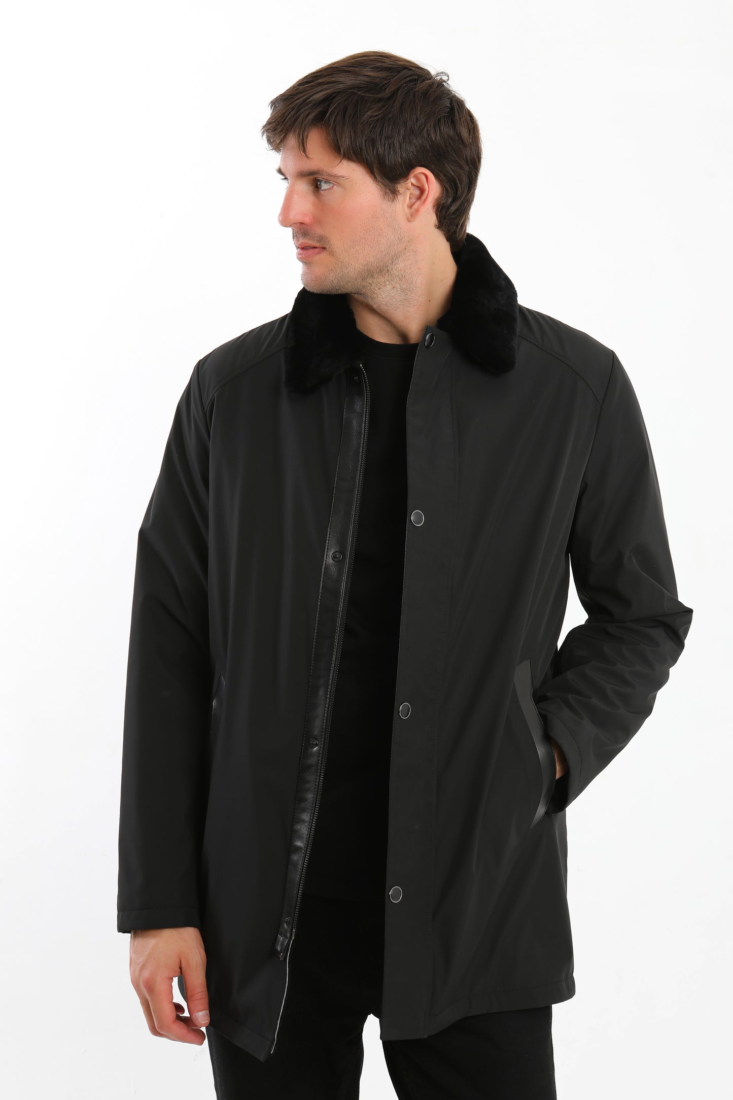 Black Sheepskin Shearling Coat