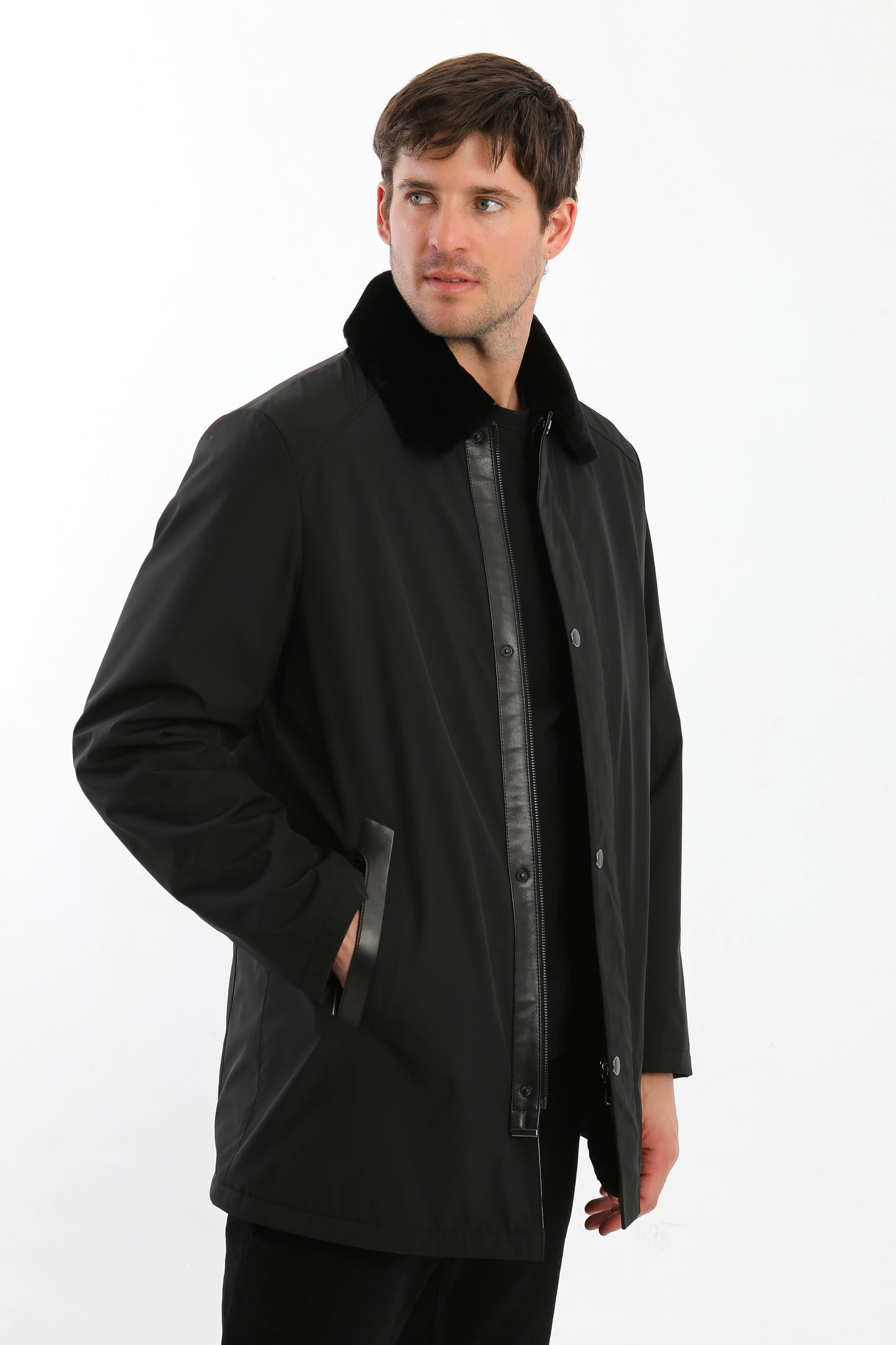 Black Sheepskin Shearling Coat
