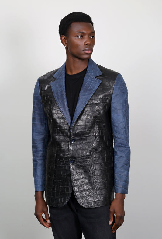 Graphite Wave Leather Jacket