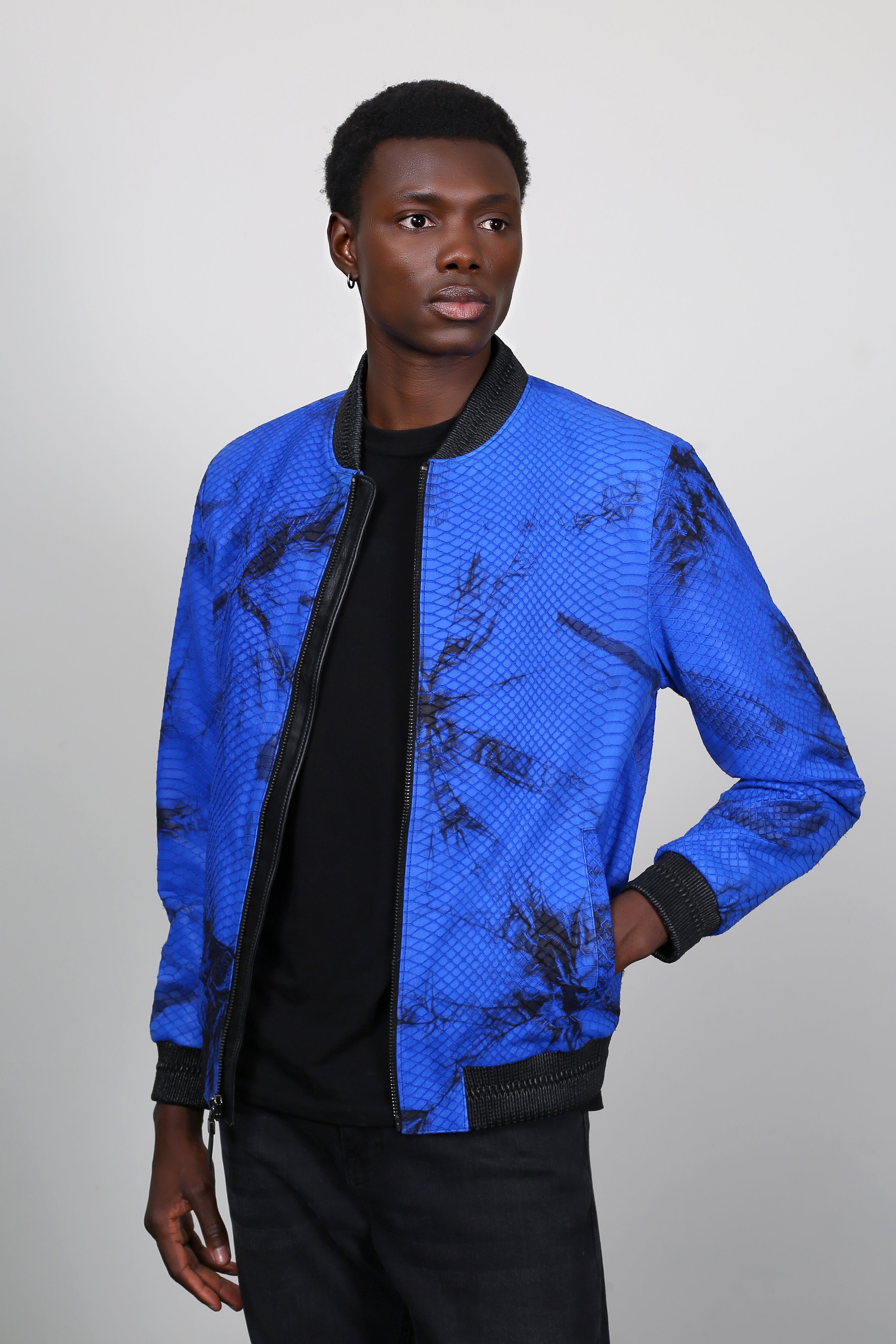 Azure Venom Suede Leather Jacket – Barya Leather