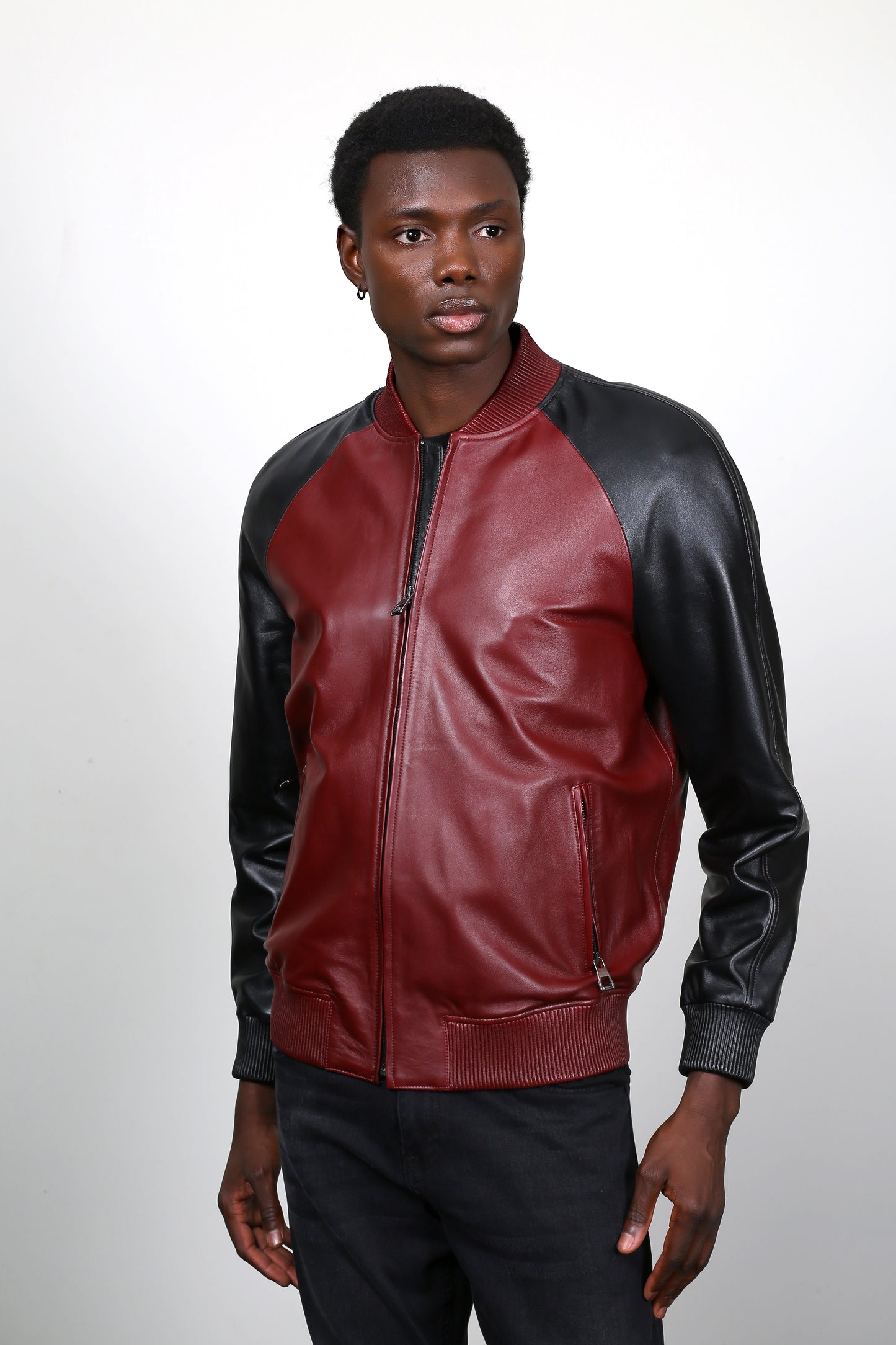 Crimson Shadow Leather Jacket