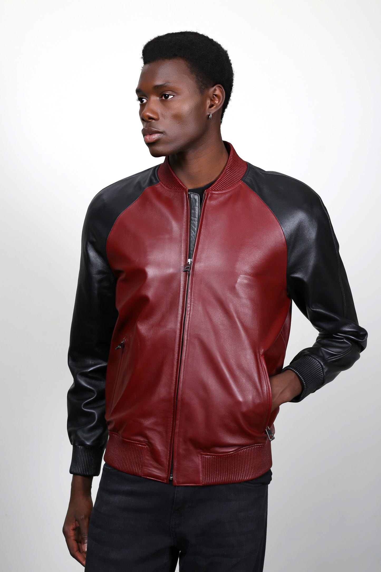 Crimson Shadow Leather Jacket