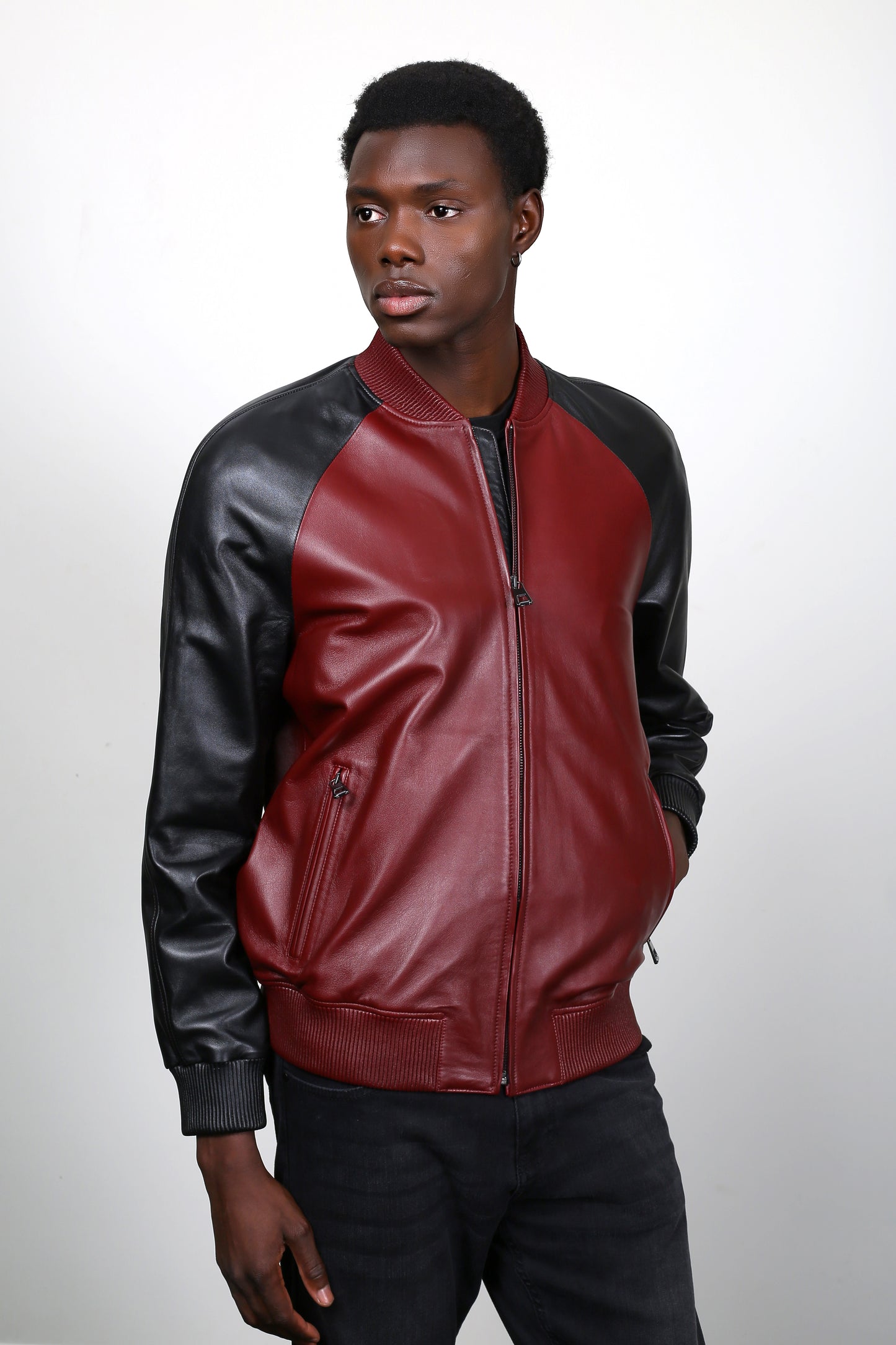 Crimson Shadow Leather Jacket