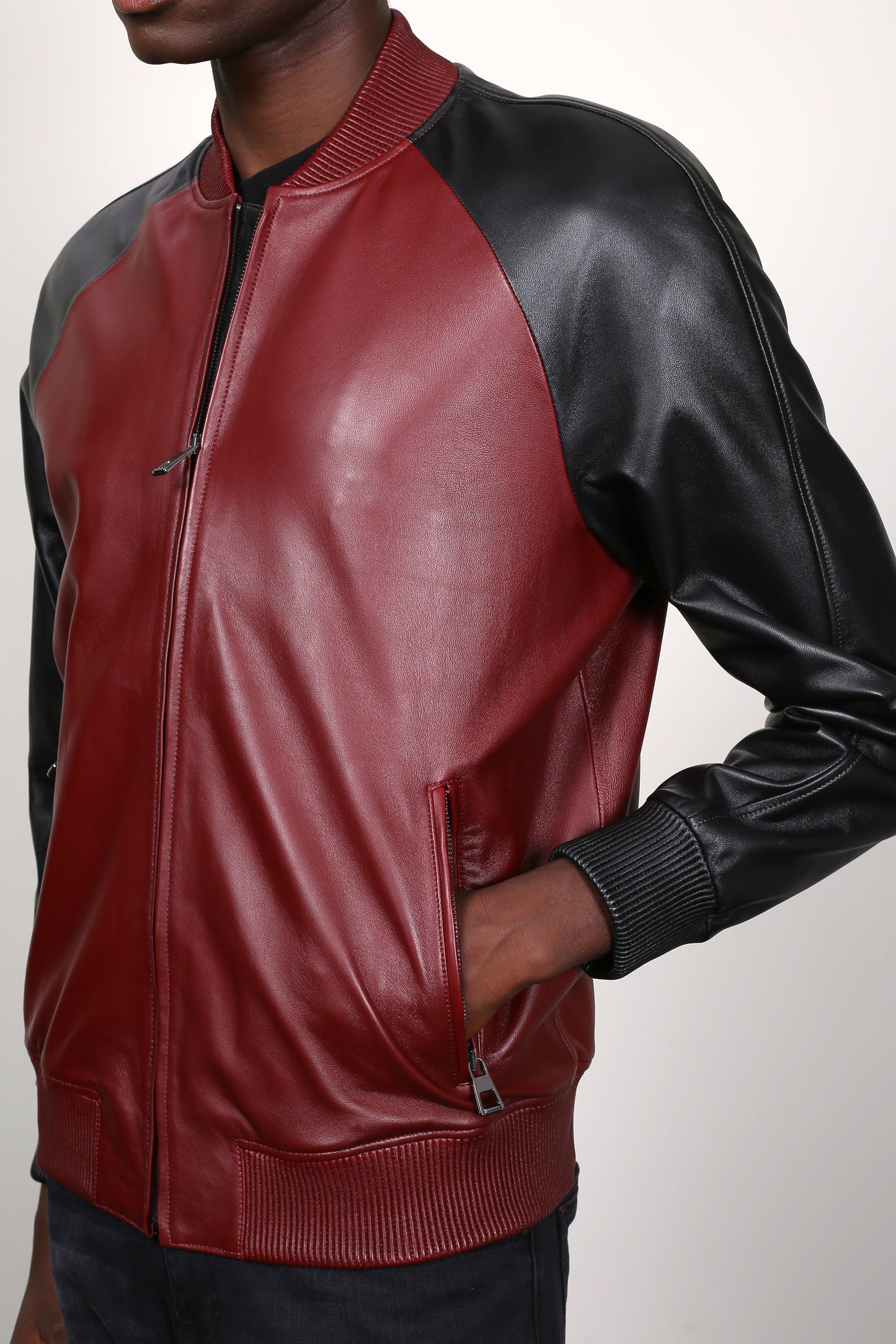 Crimson Shadow Leather Jacket