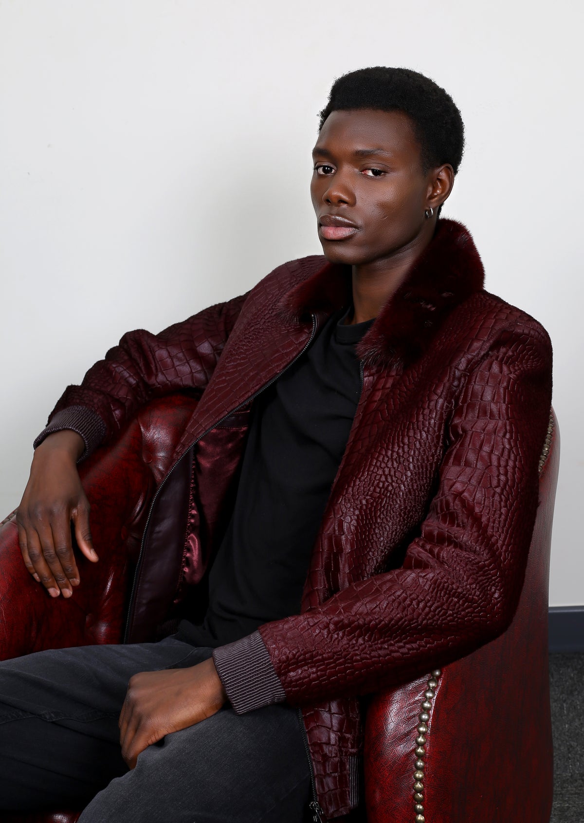 Calore Jacket Ruby Ruby Croc Cavallino Jacket – Barya Leather