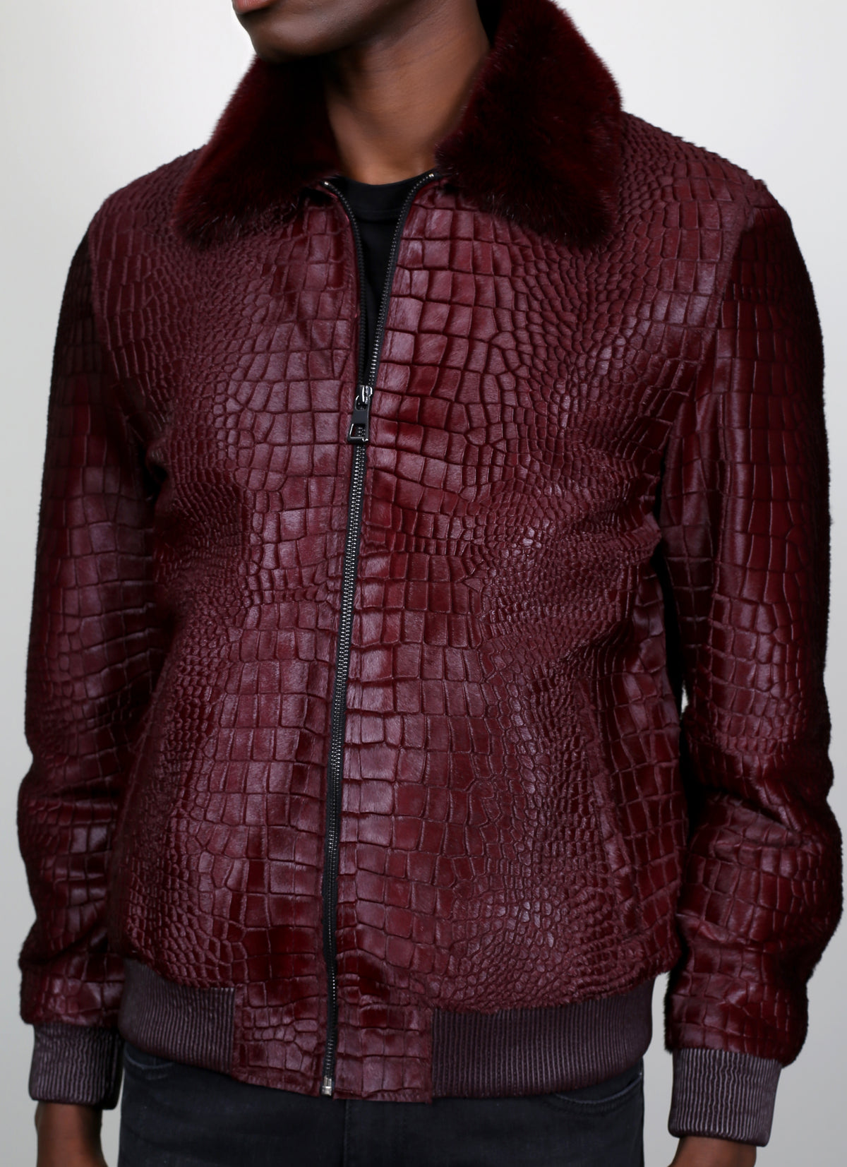 Calore Jacket Ruby Ruby Croc Cavallino Jacket – Barya Leather