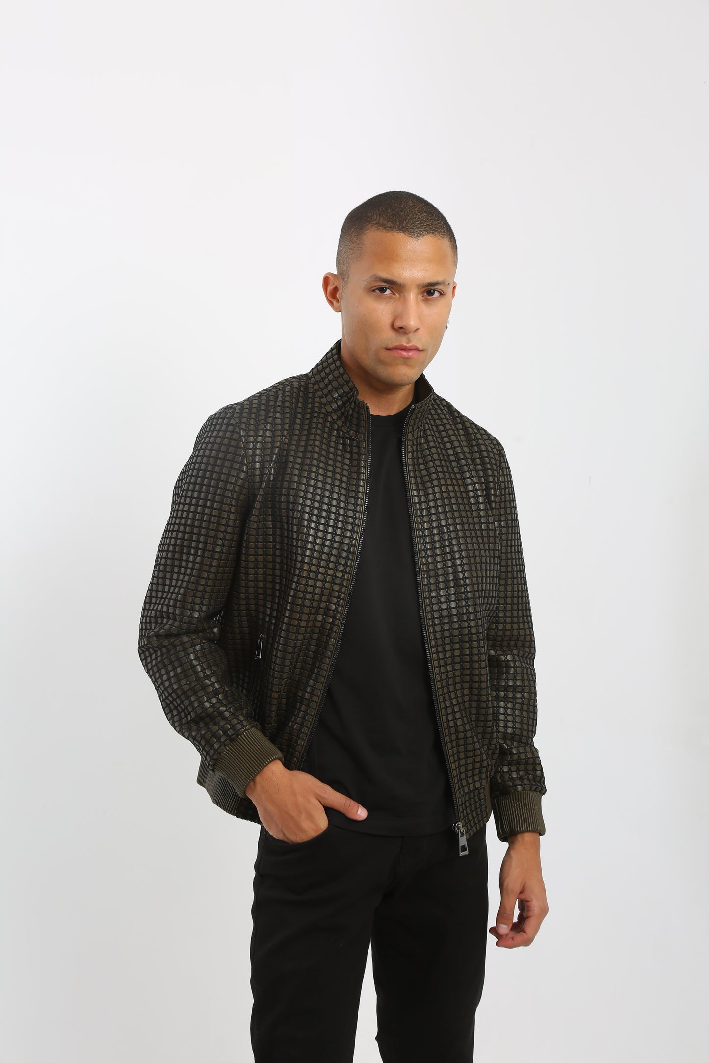 Benjamin Hand Knitted Lambskin Leather Jacket