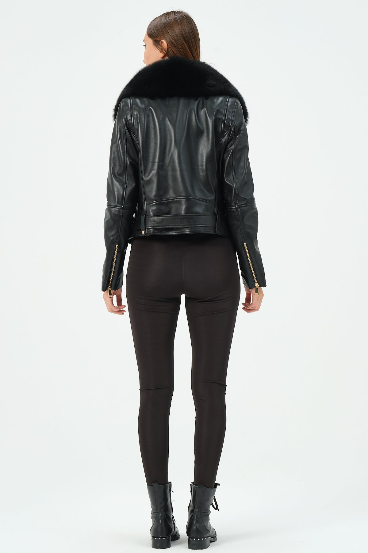 Victoria Lambskin Leather Biker Jacket