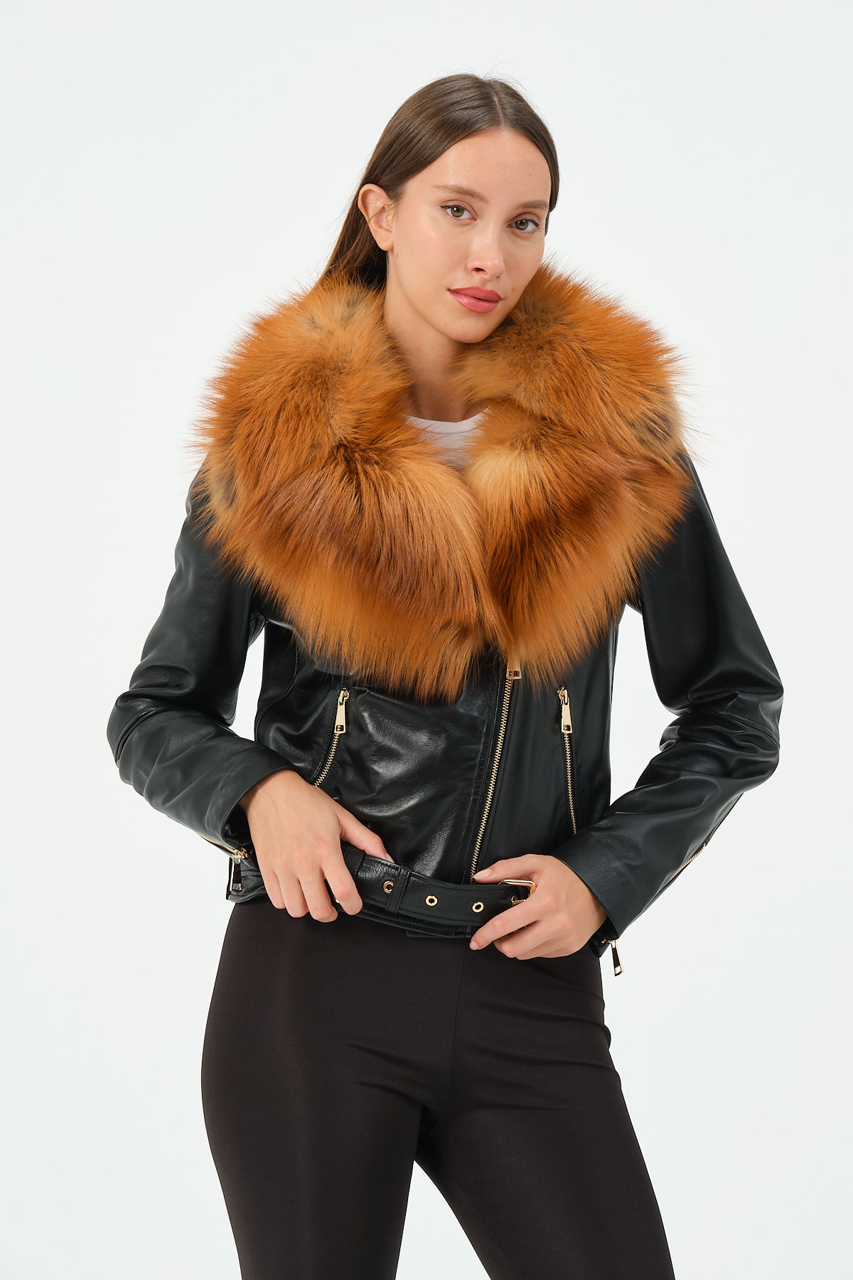 Victoria Lambskin Leather Biker Jacket