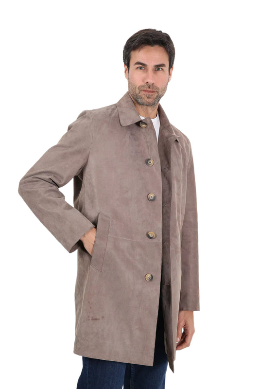 Tacenda Suede Leather Trench Coat