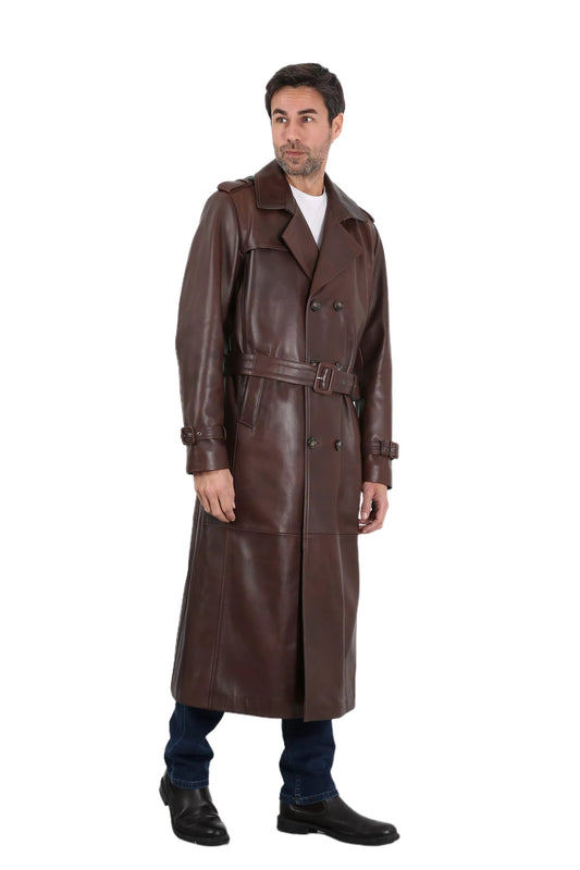 Mesia Leather Trench Coat