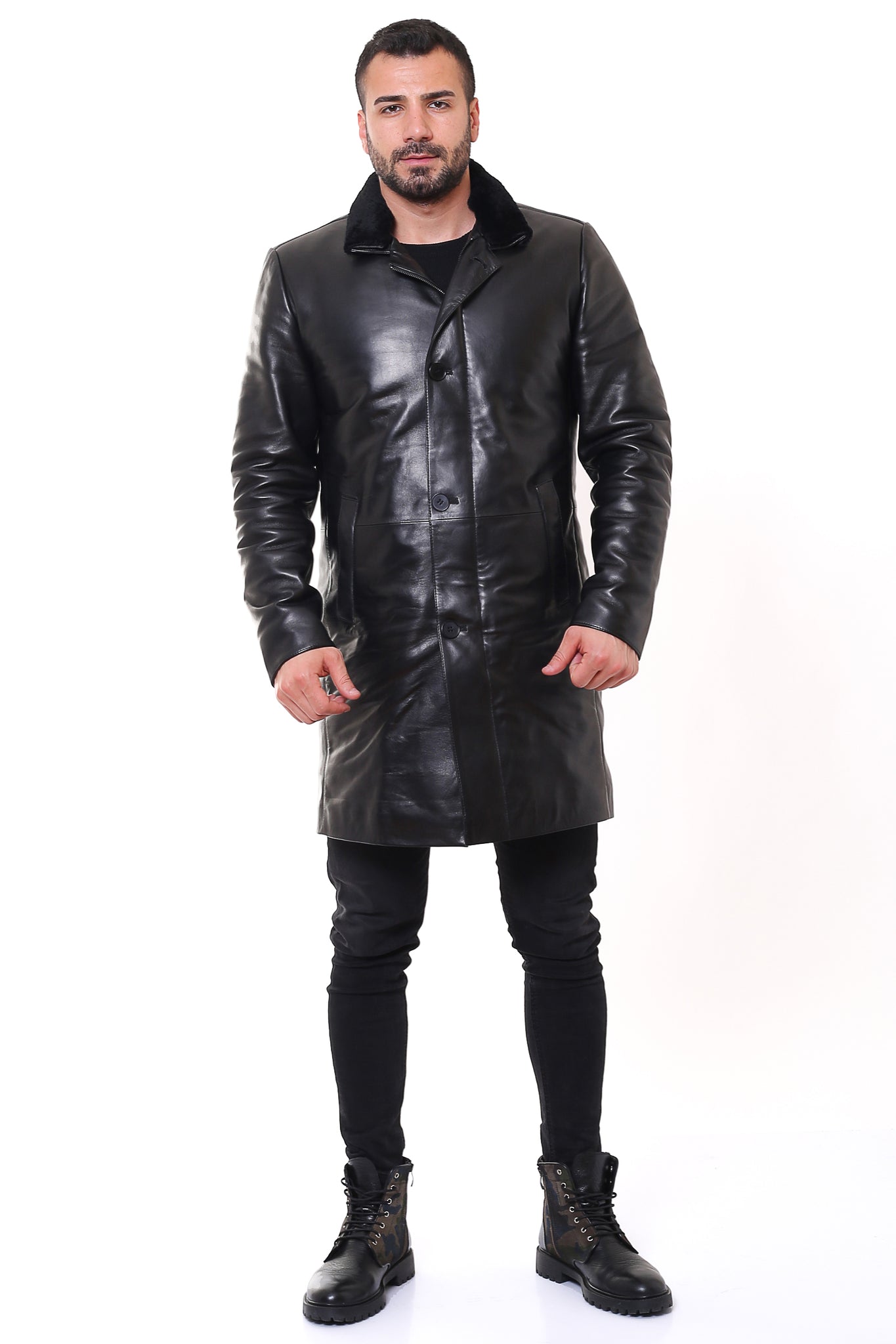 Tyler Leather Trench Coat