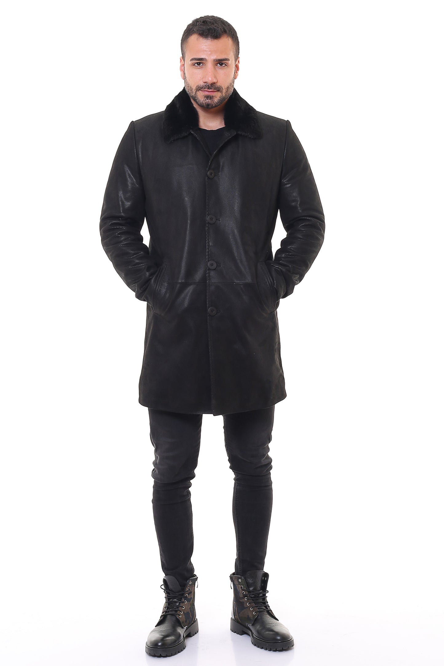 Emerson Suede Leather Trench Coat