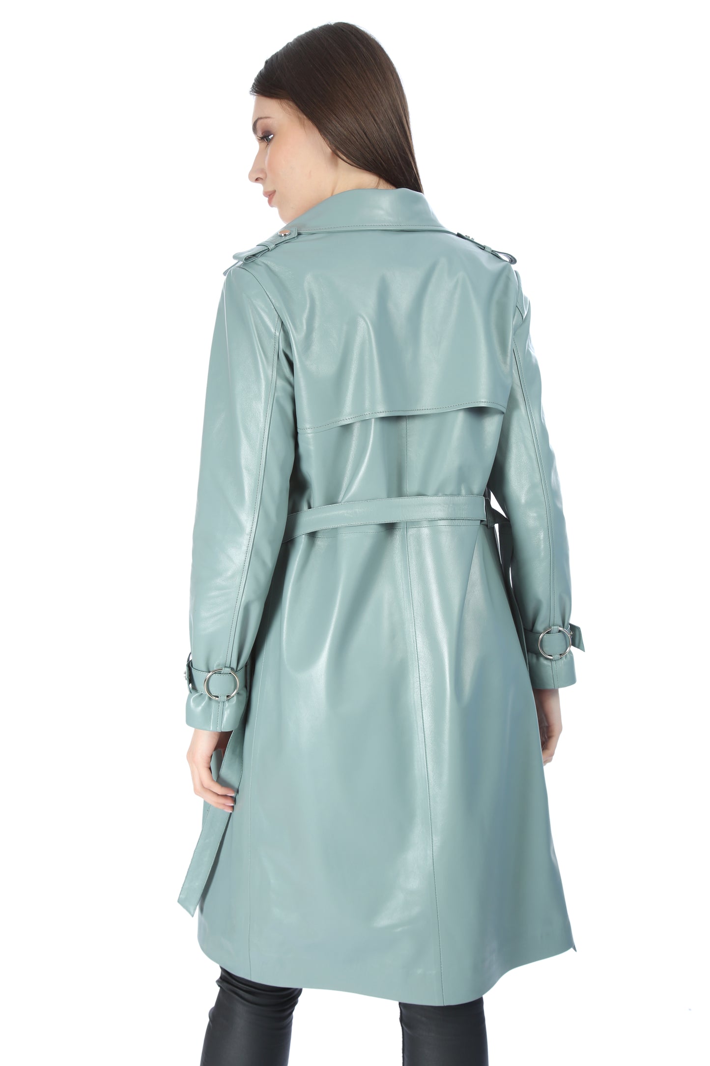 Marissa Lambskin Leather Trench Coat