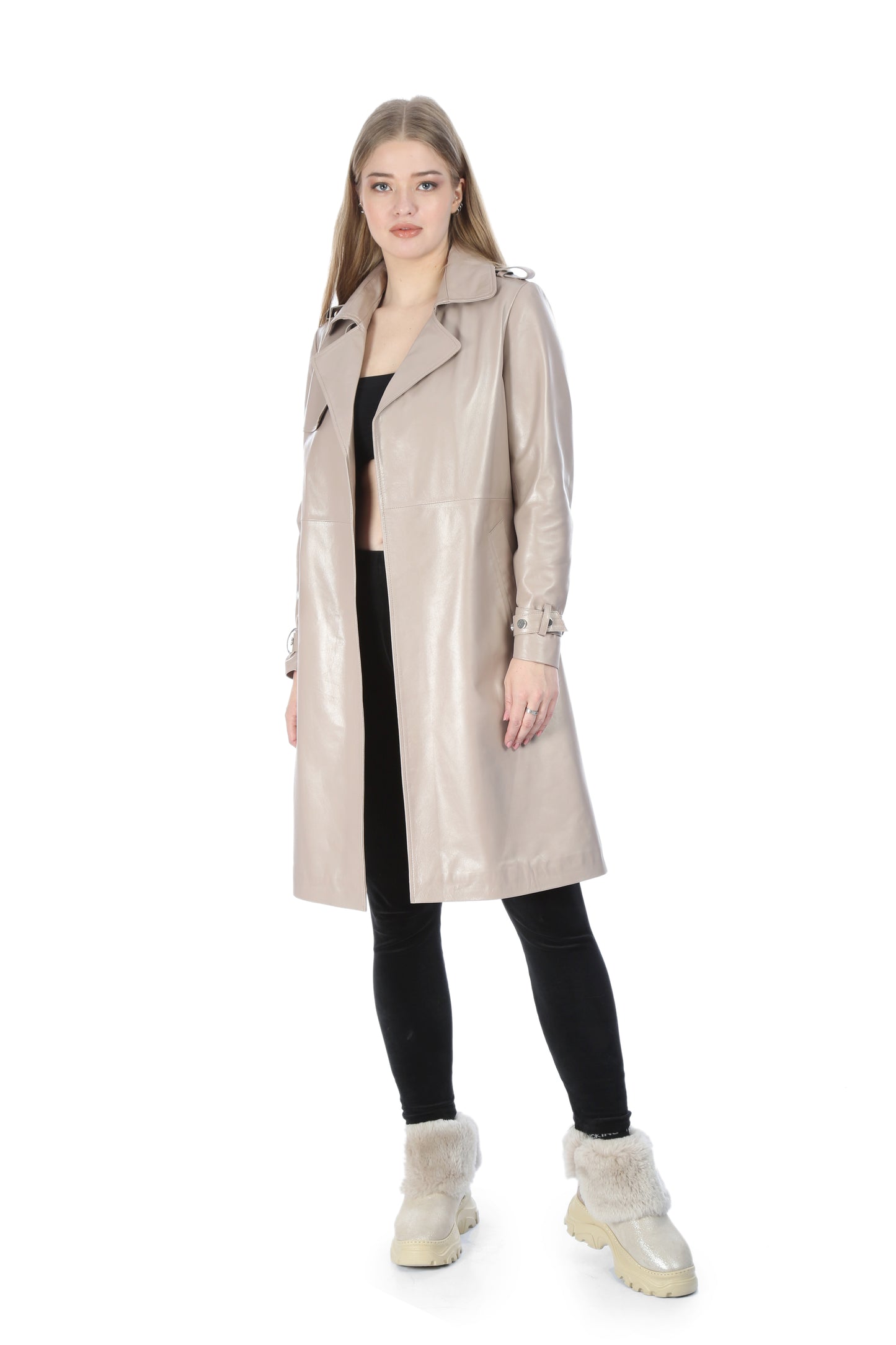 Marissa Lambskin Leather Trench Coat