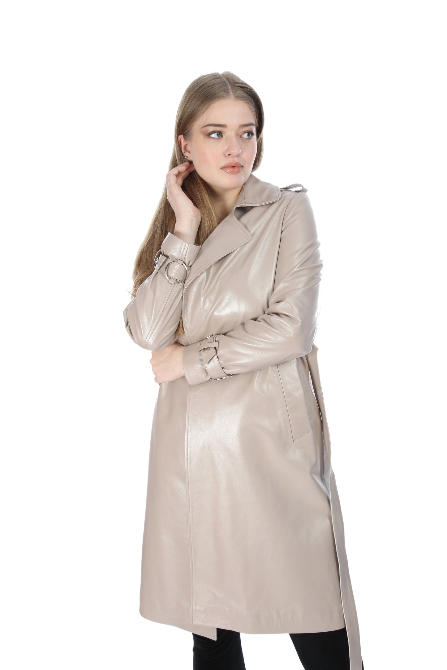 Marissa Lambskin Leather Trench Coat