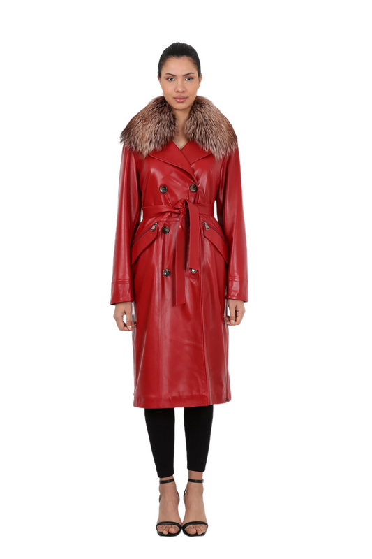 Sirimiri Lambskin Leather Trench Coat