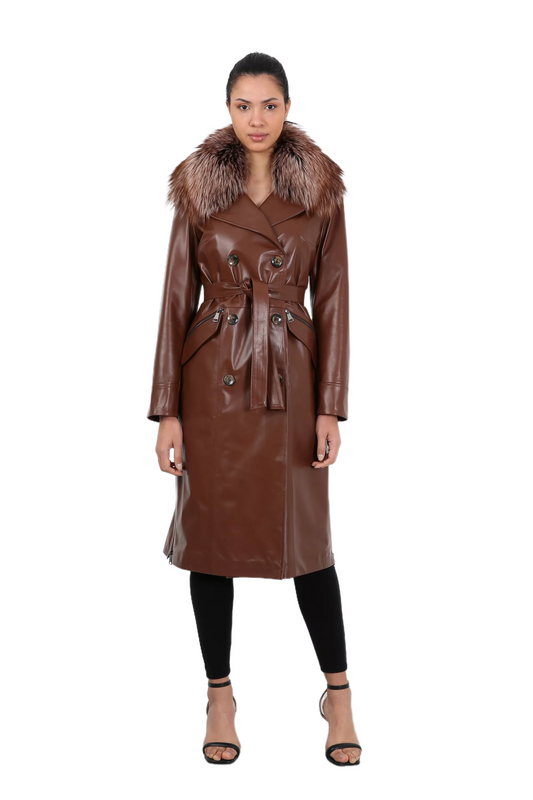 Sirimiri Lambskin Leather Trench Coat