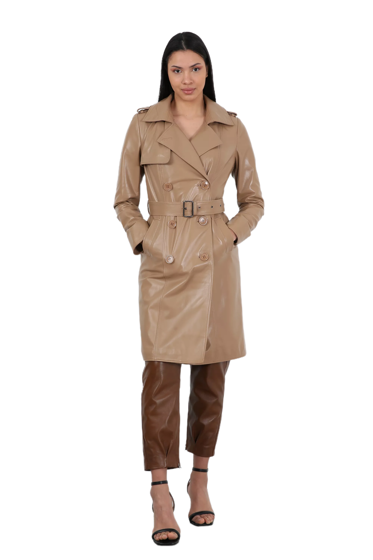 Boketto Leather Trench Coat