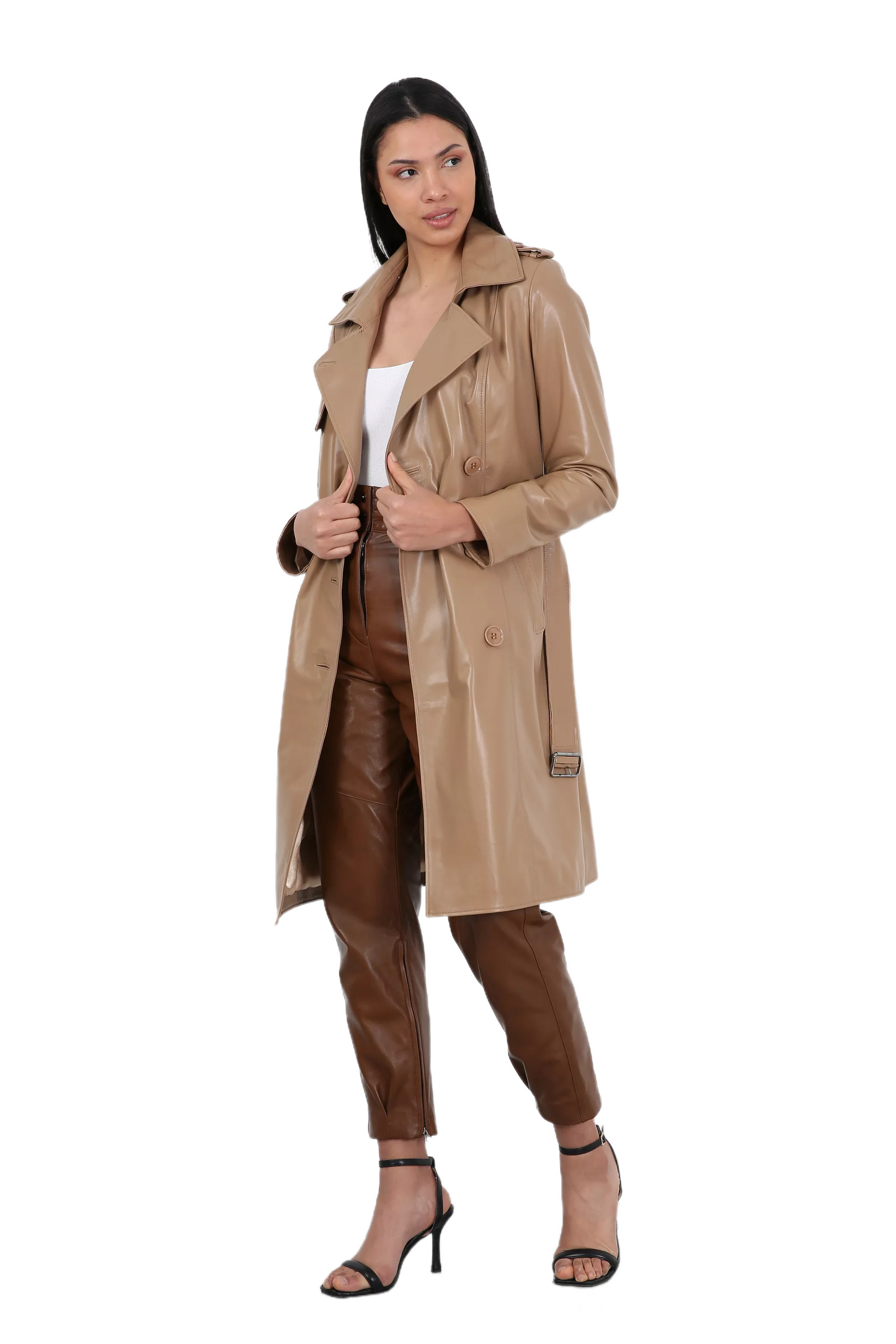 Boketto Leather Trench Coat