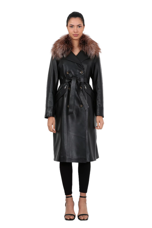 Sirimiri Lambskin Leather Trench Coat